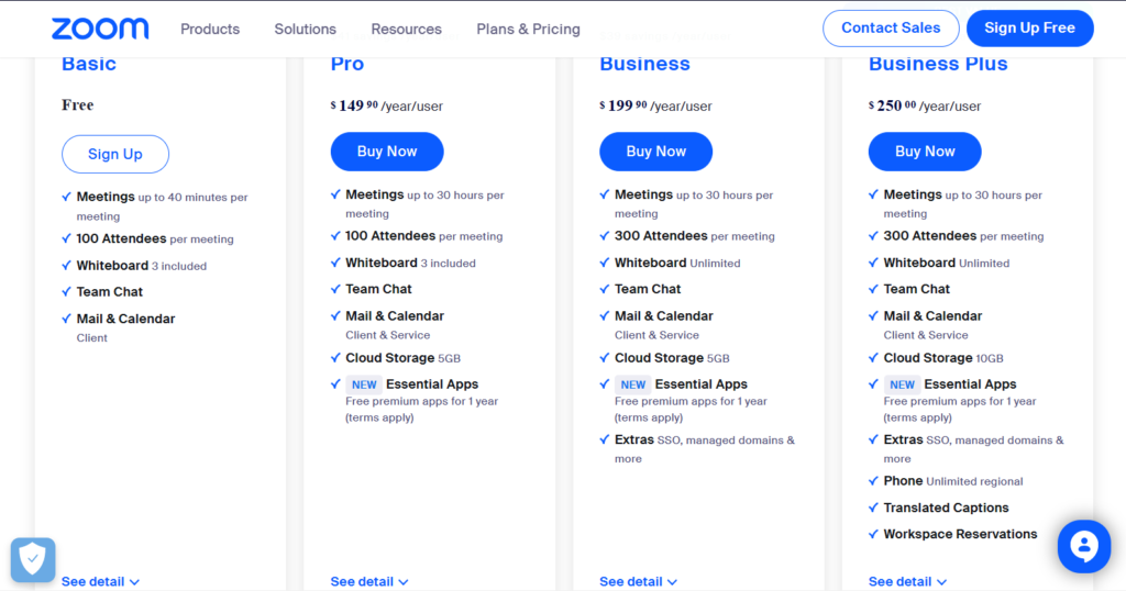 Image of Zoom Plan Pricing 