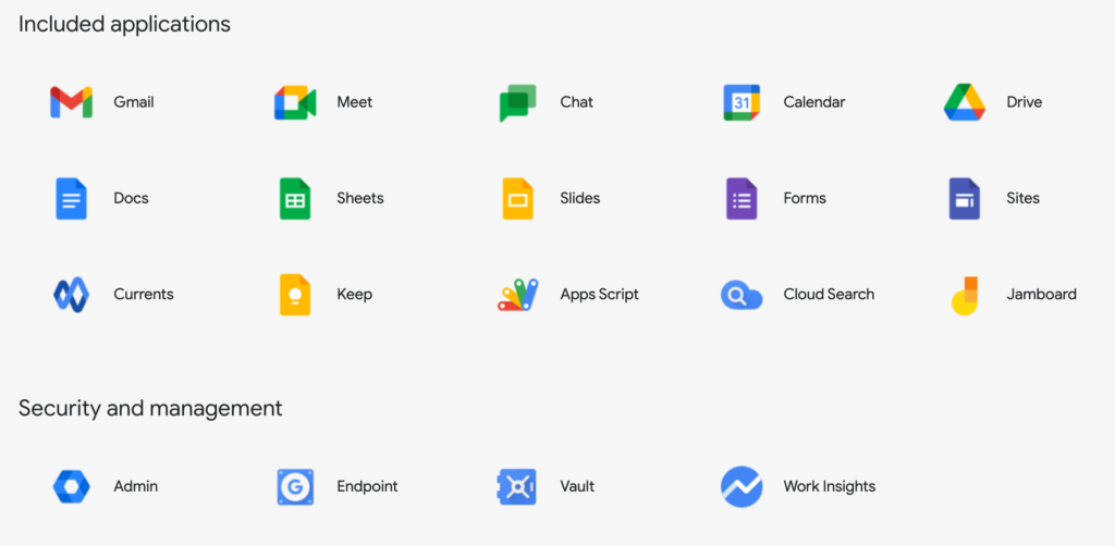 image of Google Workspace features